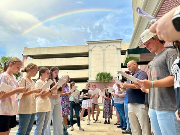 A Rainbow Appears Over Melbourne City Hall During Prayer Outreach +  Stand For Life THIS SUNDAY